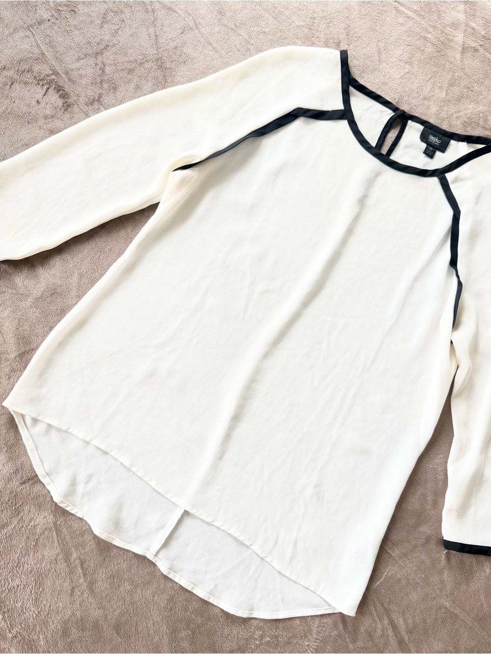 Mossimo Supply Co. Cream Blouse with Black Trim